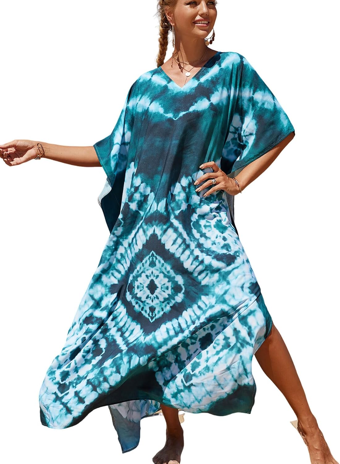 Women's Plus Size Beach Lounge Kaftan Maxi Dress swimsuit coverup for women