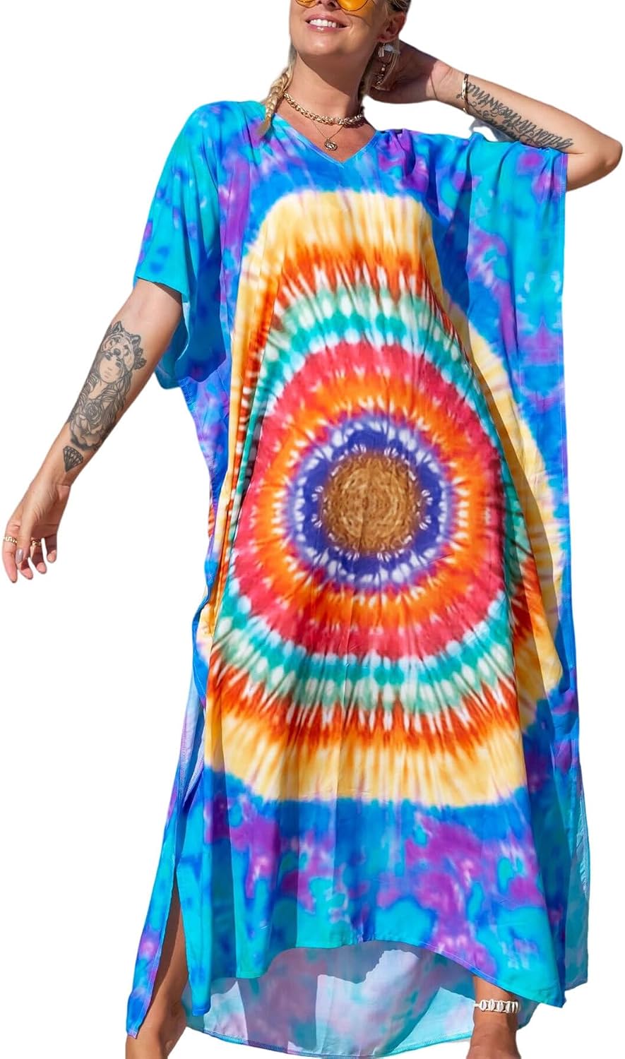 Women's Plus Size Beach Lounge Kaftan Maxi Dress swimsuit coverup for women