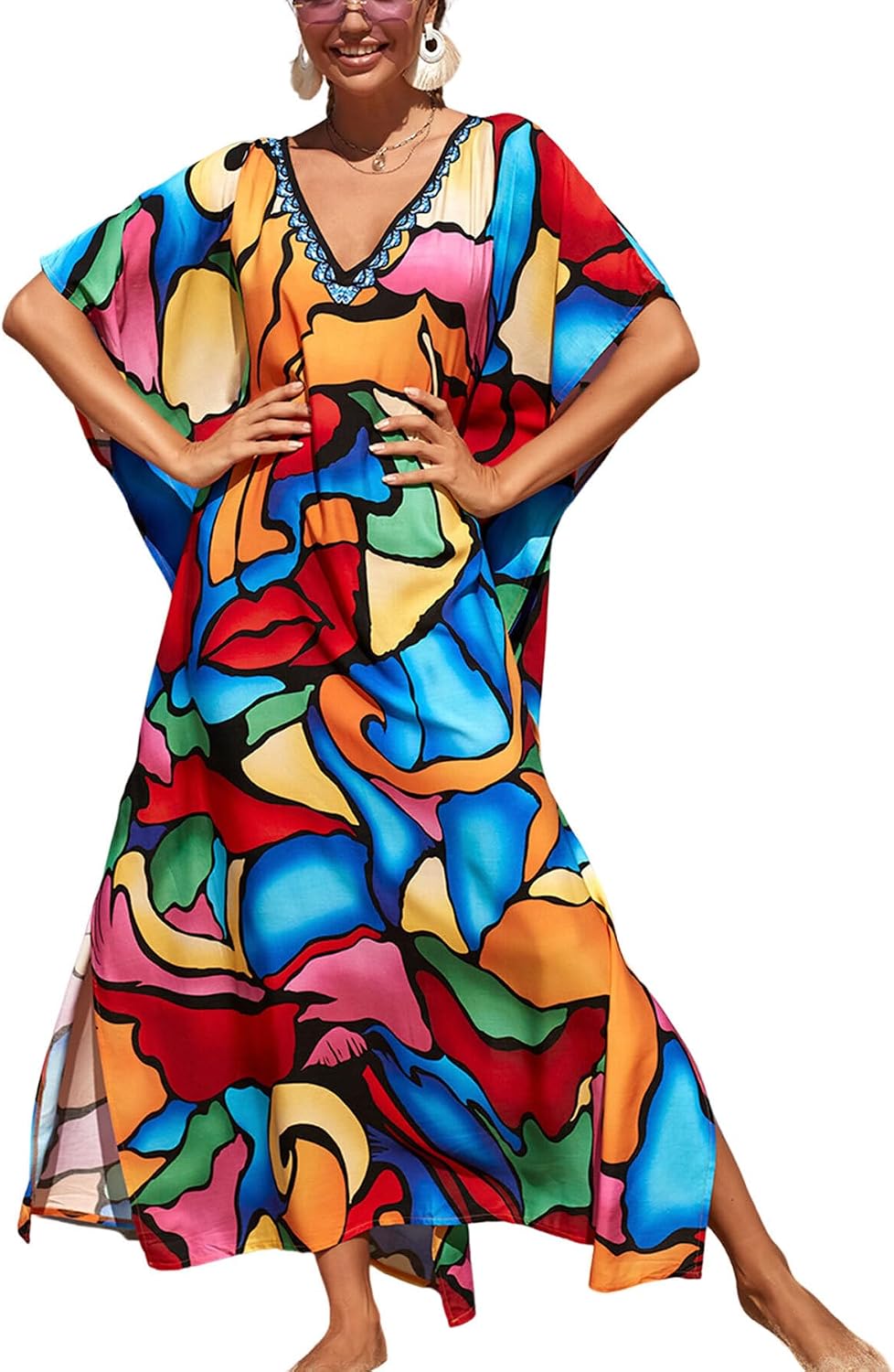 Women's Plus Size Beach Lounge Kaftan Maxi Dress swimsuit coverup for women