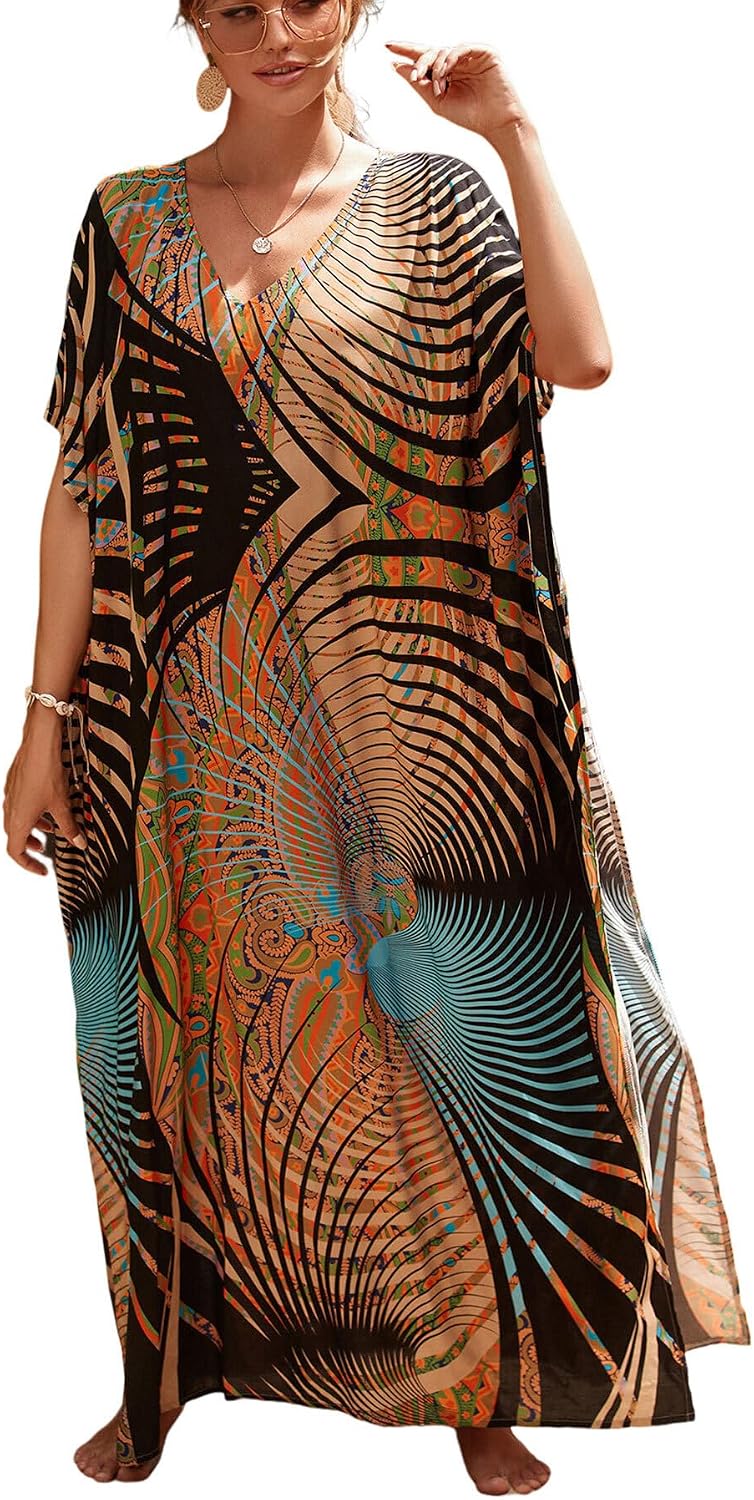 Women's Plus Size Beach Lounge Kaftan Maxi Dress swimsuit coverup for women