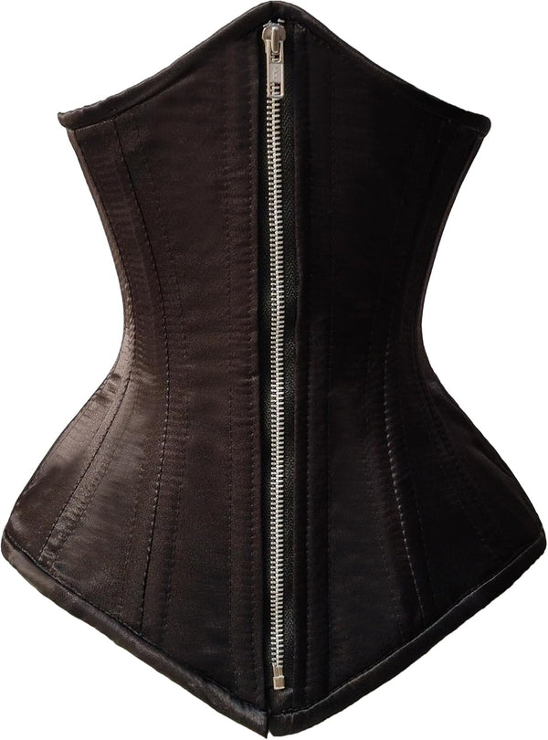 Double Steel Boned Brocade Faux Leather Underbust Corset