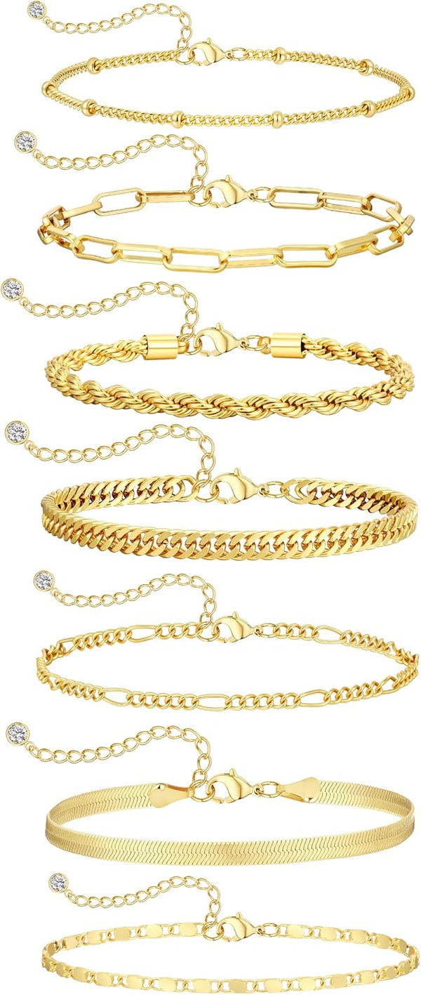BERISO Gold Bracelets for Women, Elegant Adjustable 14K Gold Plated Bracelet for Women, Trendy Minimalist Dainty Gold Bracelet for Everyday Wear