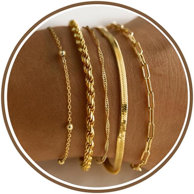 M MOOHAM Gold Bracelets Set for Women No Tarnish
