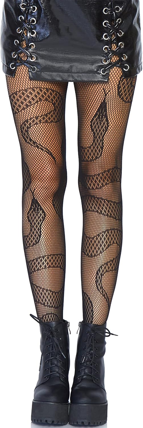 Dark Animal Print Fishnet Tights
