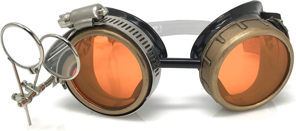 Victorian Steampunk Goggles with Compass & Ocular Loupe