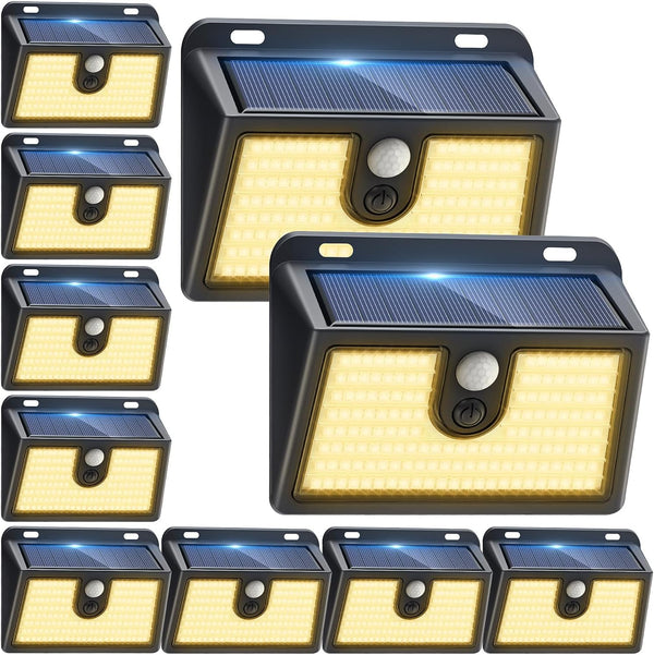 [6 Packs] Solar Motion Sensor Outdoor LED Light for Outside Walking dog Fence Backyard Deck Garde...