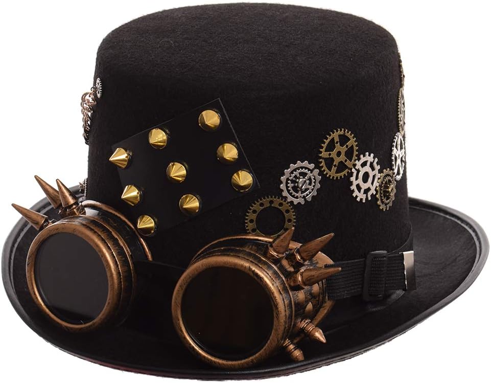 Steampunk Top Hat with Attached Goggles – Unisex