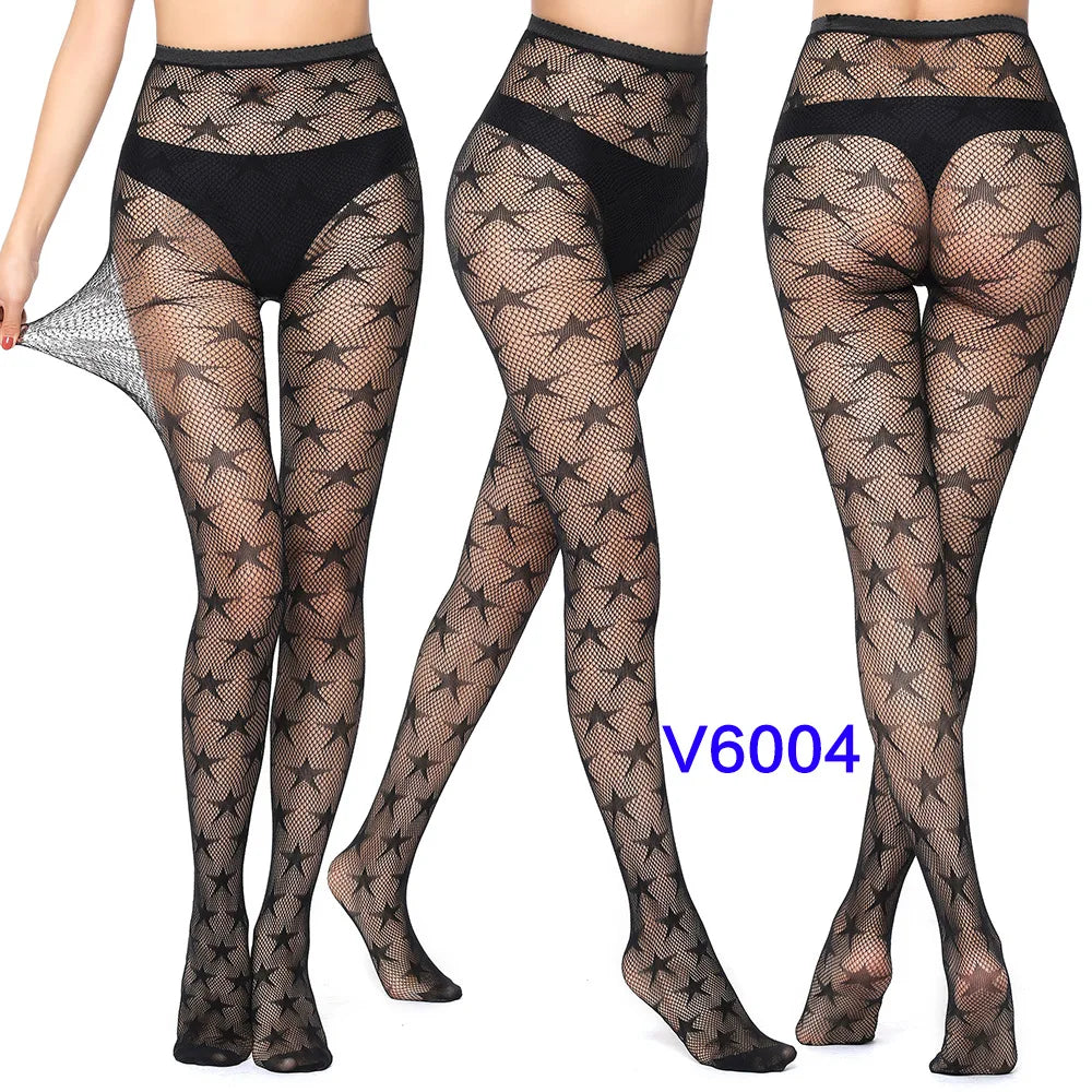 Gothic Spider Web Jacquard Fishnet Tights