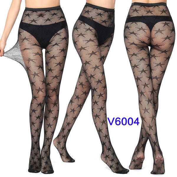 Gothic Spider Web Jacquard Fishnet Tights