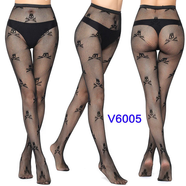 Gothic Spider Web Jacquard Fishnet Tights