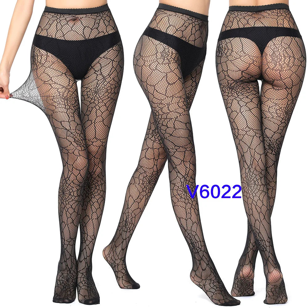 Gothic Spider Web Jacquard Fishnet Tights