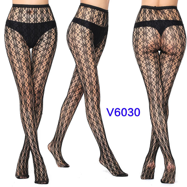 Gothic Spider Web Jacquard Fishnet Tights
