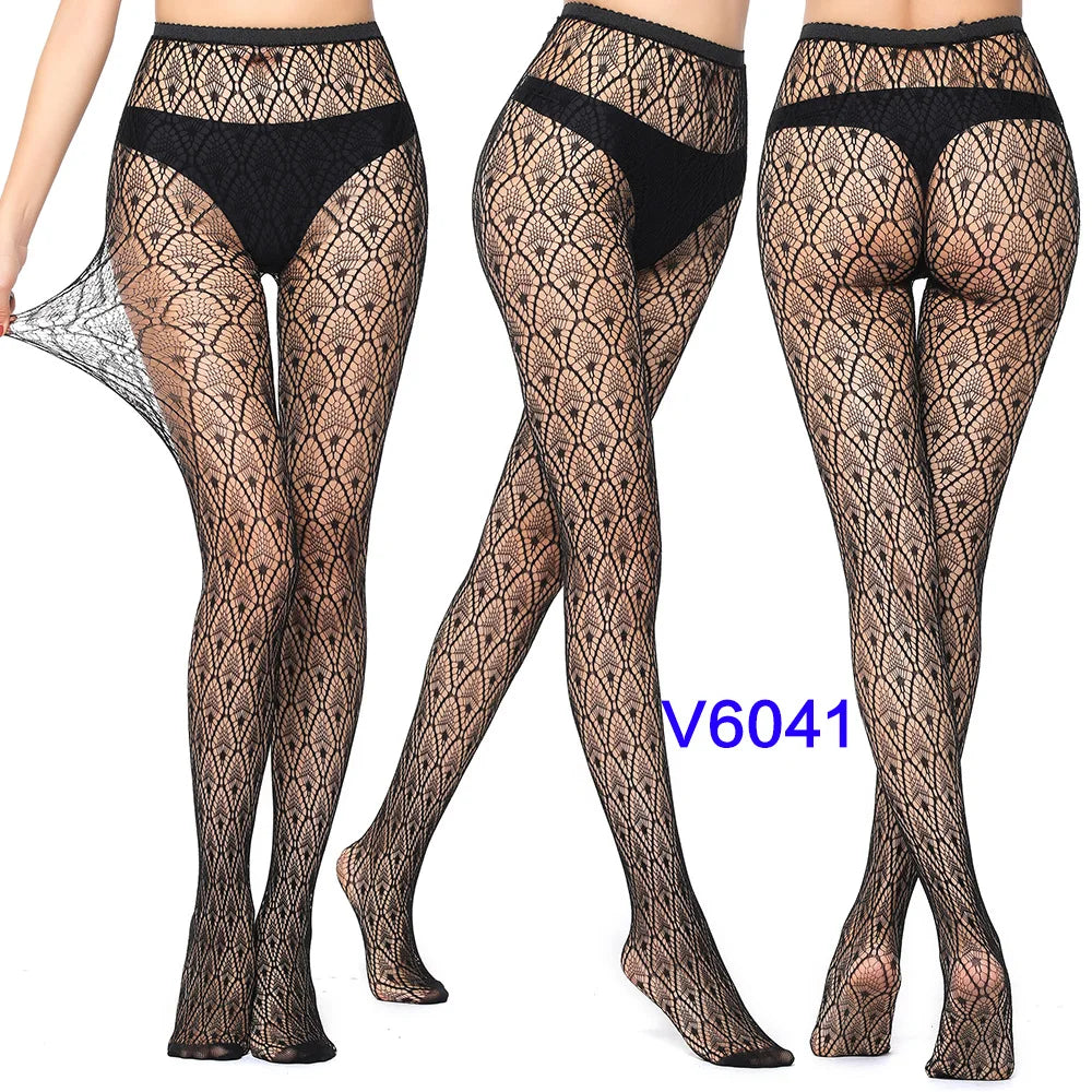 Gothic Spider Web Jacquard Fishnet Tights