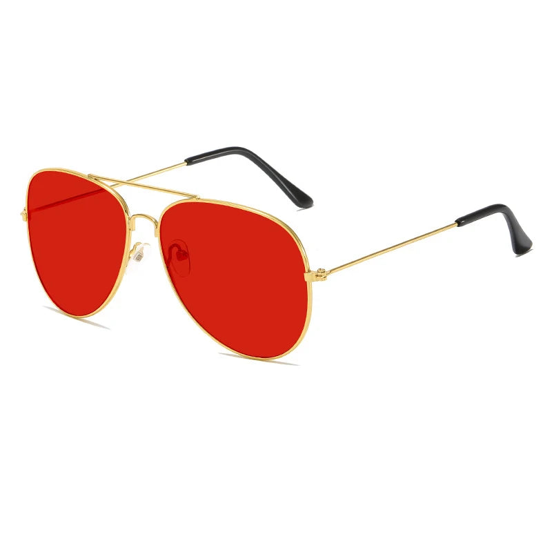 Vintage Red Lens Pilot Aviation Sunglasses