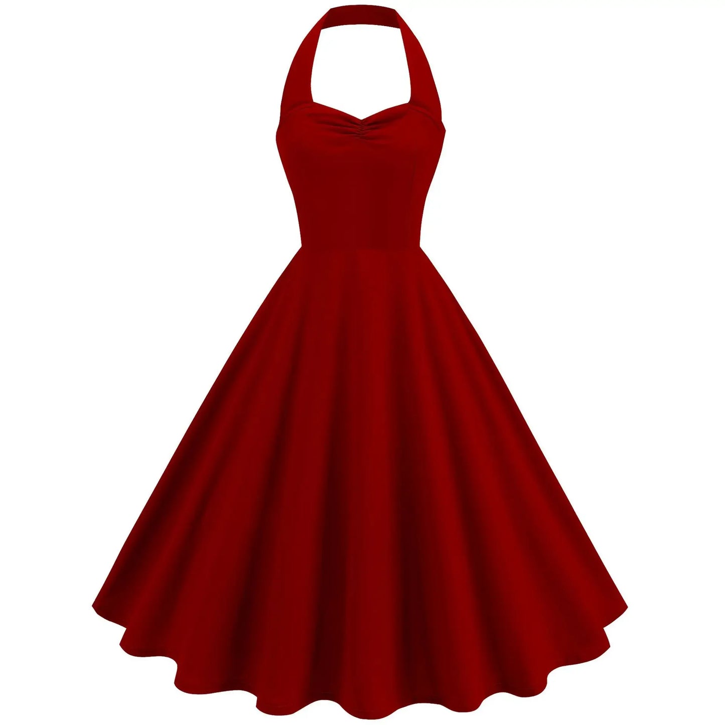 Vintage Swing Dress - Halter Neck Sleeveless Backless - 1950s Rockabilly Pin-Up Style