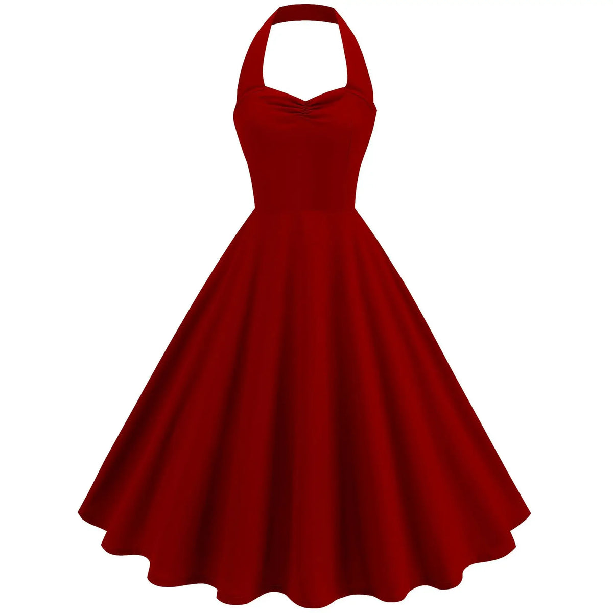 Vintage Swing Dress - Halter Neck Sleeveless Backless - 1950s Rockabilly Pin-Up Style
