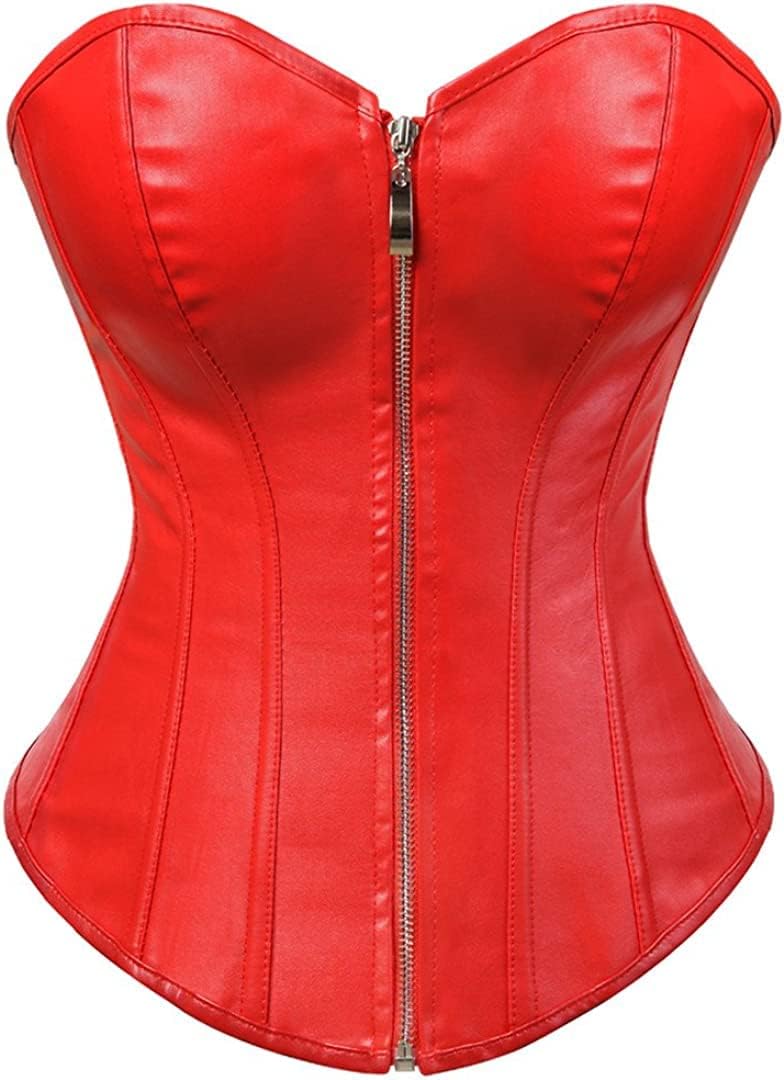Faux Leather Steampunk Corset Top with Zipper