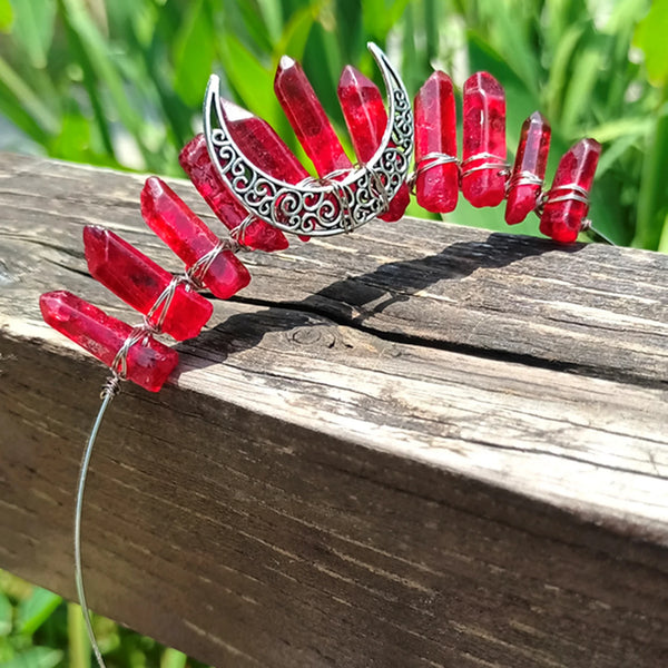 1PC Natural Crystal Quartz Moon Crown Wicca Headband - Spiritual Jewelry