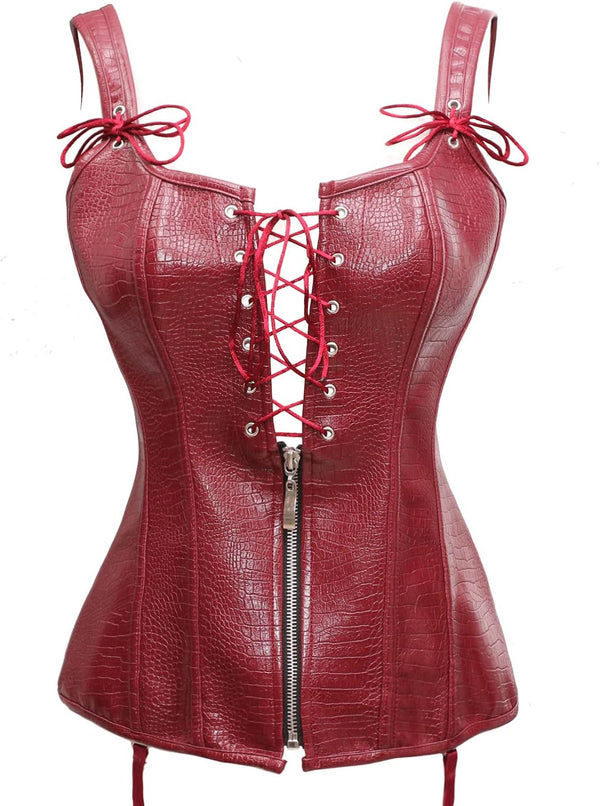 Renaissance Steampunk Faux Leather Bustier Corset