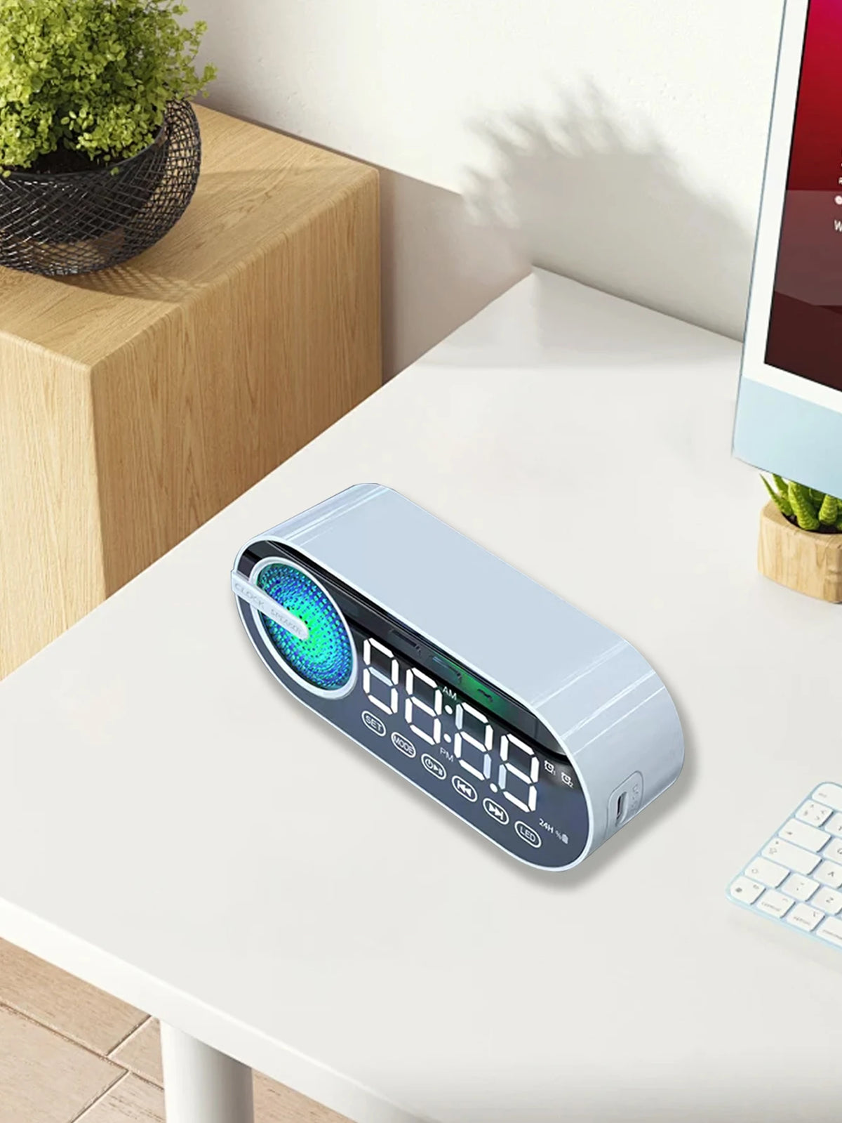 Mini Bluetooth Speaker with Clock & Subwoofer Bass