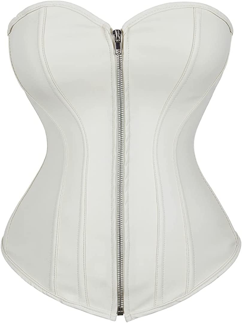 Faux Leather Zipper Steampunk Corset Bustier