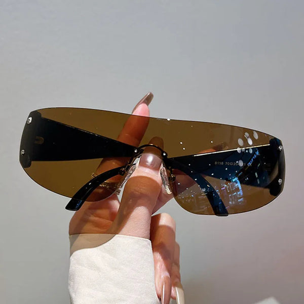 Rimless Rivet One-Piece Y2K Steampunk Sunglasses