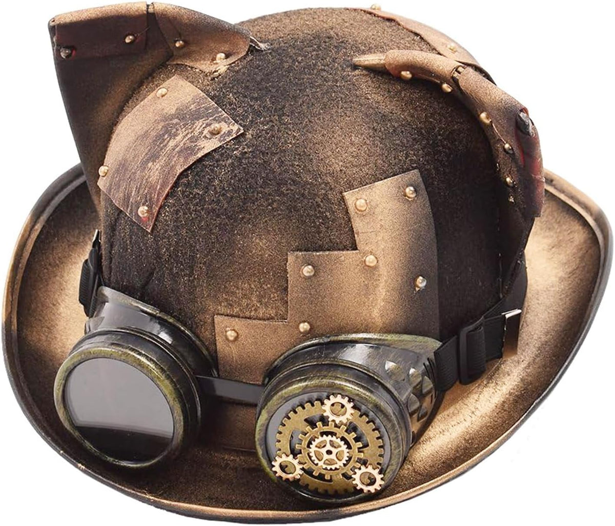 Steampunk Top Hat with Attached Goggles – Unisex