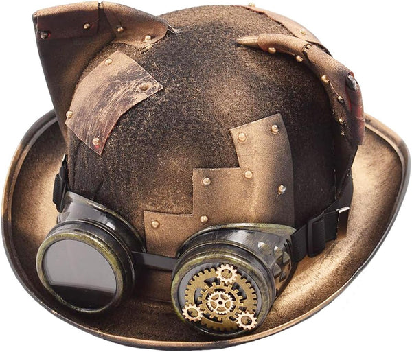 Steampunk Top Hat with Attached Goggles – Unisex