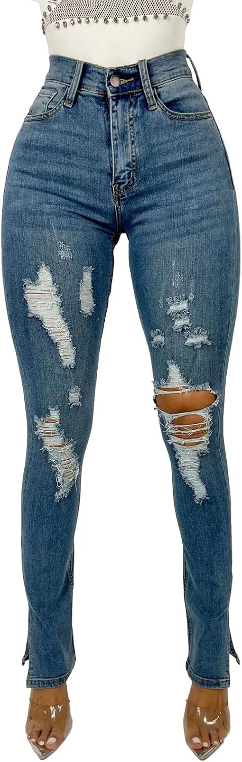 Women’s Curvy High Rise Skinny Jeans Comfy Stretch Classic Jeans Pants