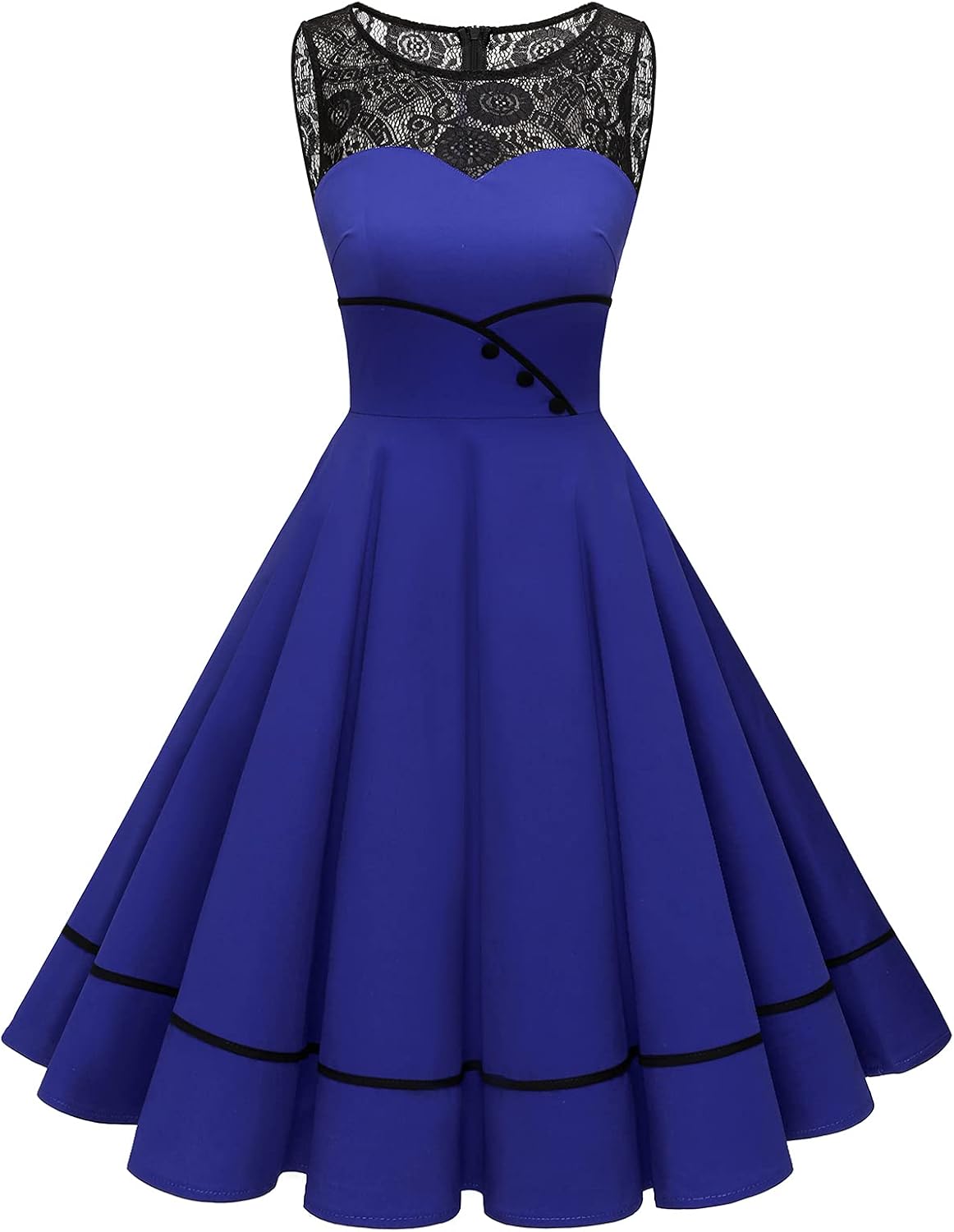 Floral Vintage Swing Dress - Sleeveless - 1950s Rockabilly Pin-Up Style