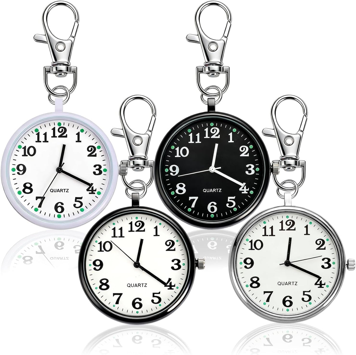Quartz Pocket Watch, Portable Clip on Watch with Keychain Outdoor for