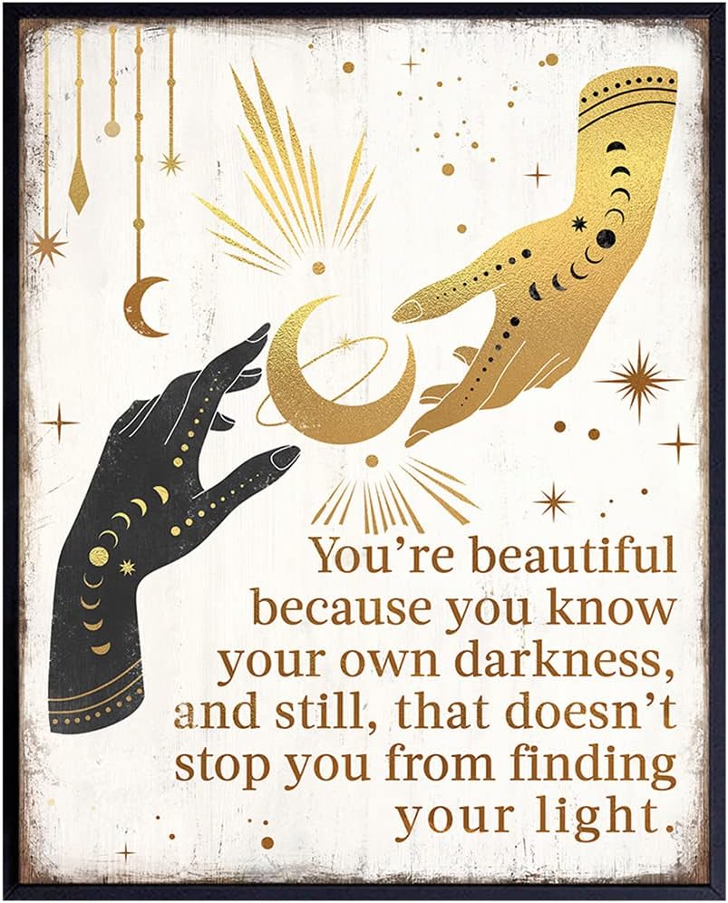 Boho Witchcraft Wall Art - Gothic Witchy Room Decor - Inspirational Positive Quotes for Women - Encouraging Gifts - Shabby chic Celestial Wicca Wiccan Witch Motivational poster - Pagan Supplies