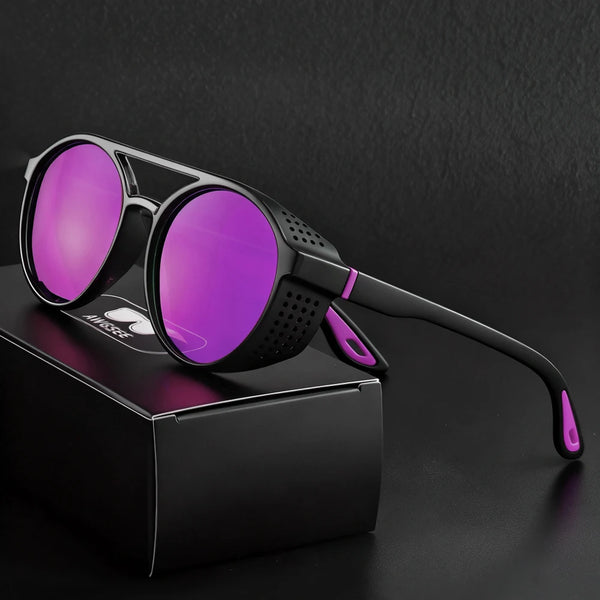 Polarized Round Steampunk Sport Sunglasses