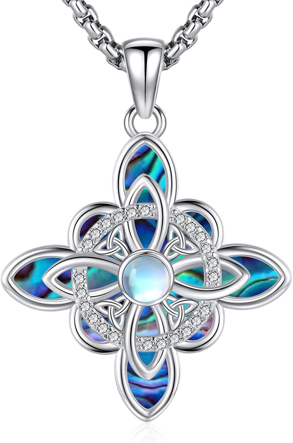 Sterling Silver Pentagram Necklace Triple Moon Tetragrammaton