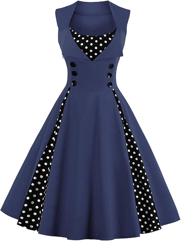 Polka Dot Style Cocktail Party Swing Dress
