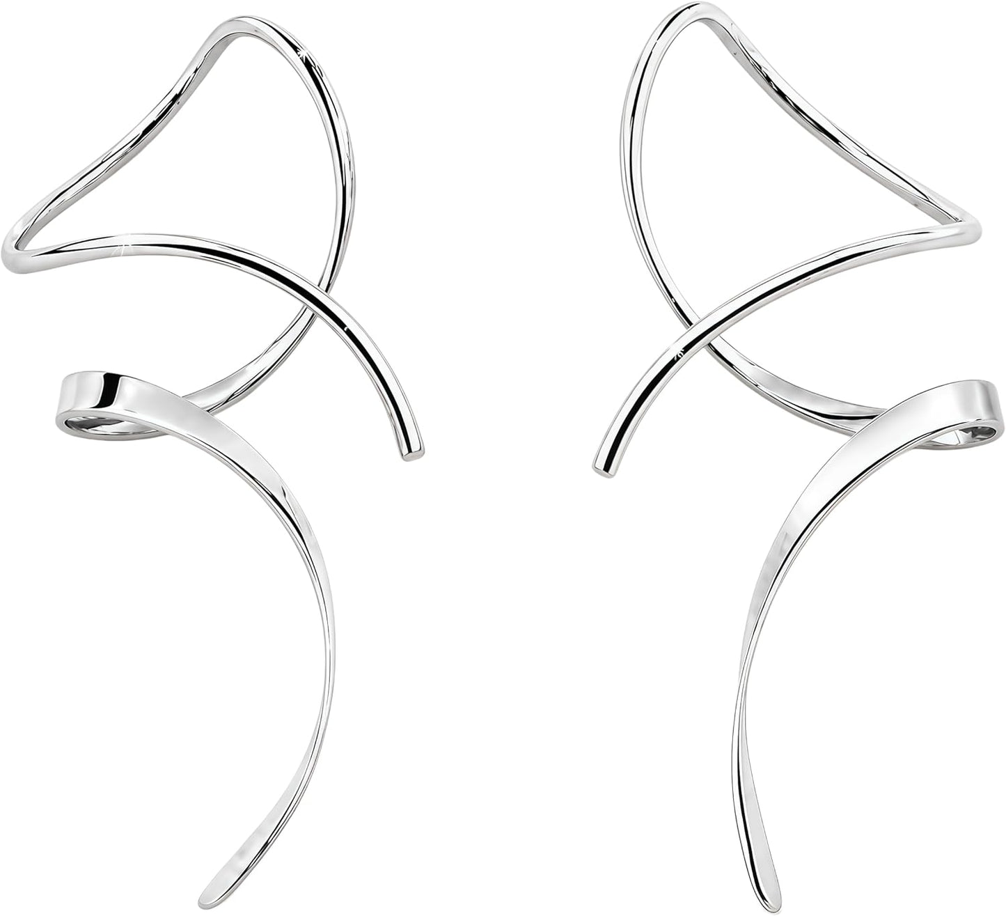 Hand-Bent Spiral Threader Dangle Earrings