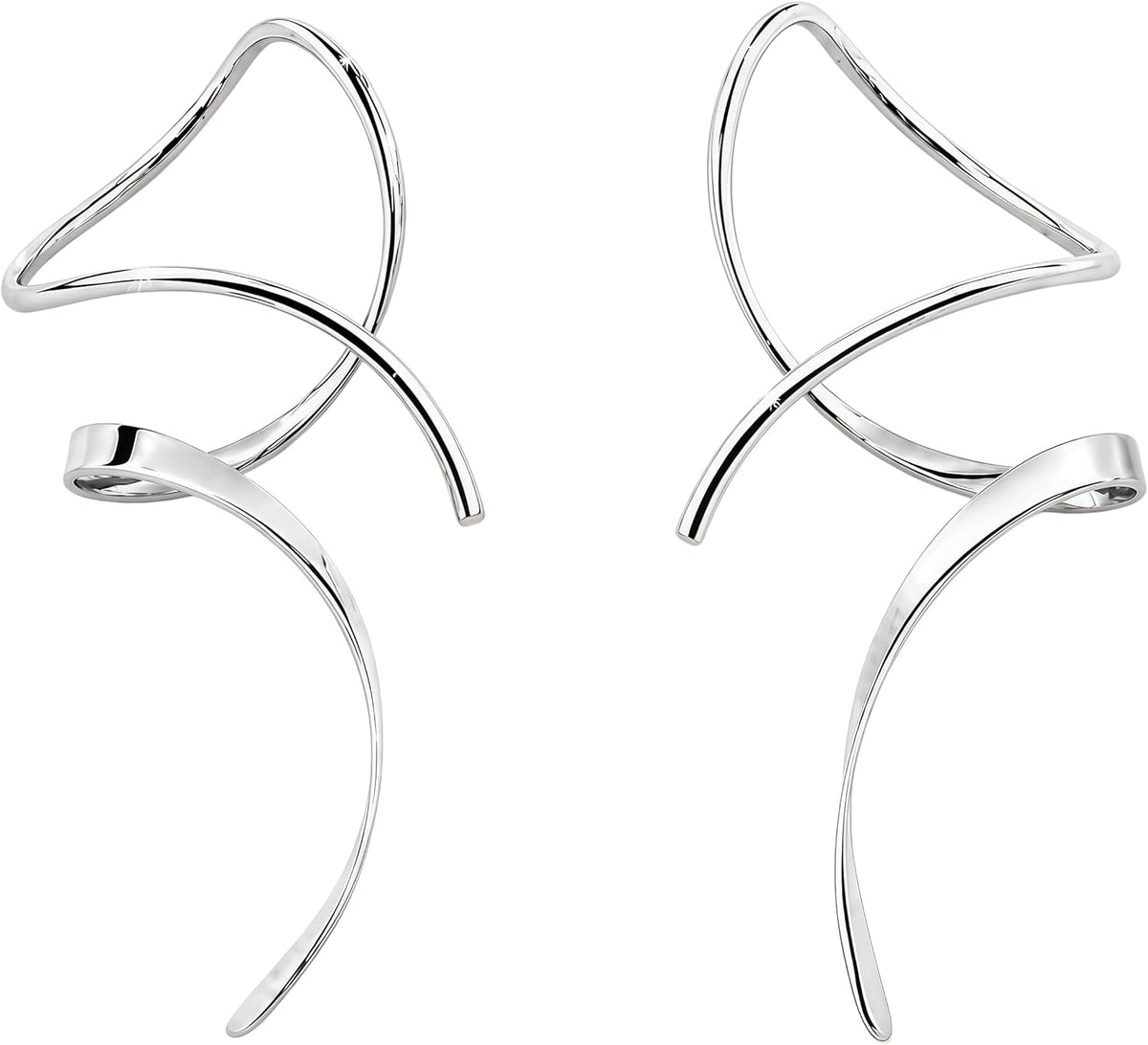 Hand-Bent Spiral Threader Dangle Earrings