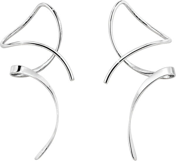 Hand-Bent Spiral Threader Dangle Earrings