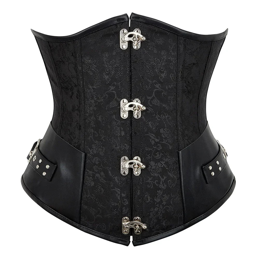 Embroidered Faux Leather Underbust Corset Waist Cincher Main image