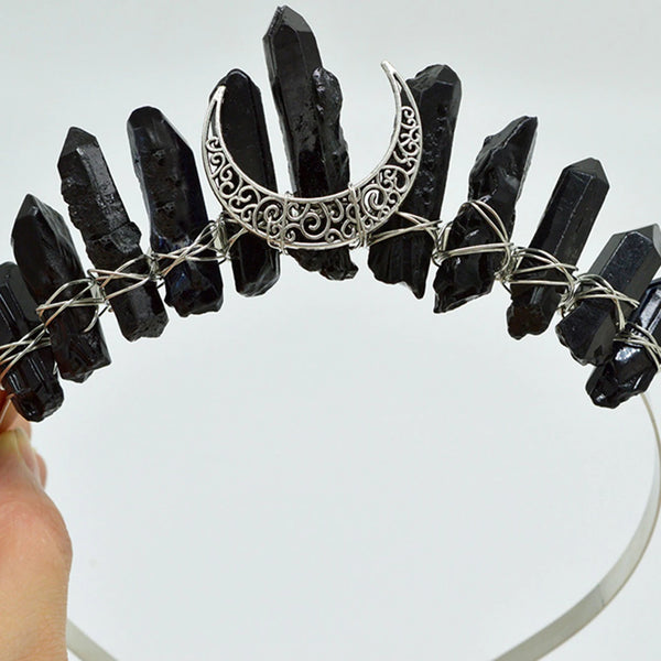 1PC Natural Crystal Quartz Moon Crown Wicca Headband - Spiritual Jewelry
