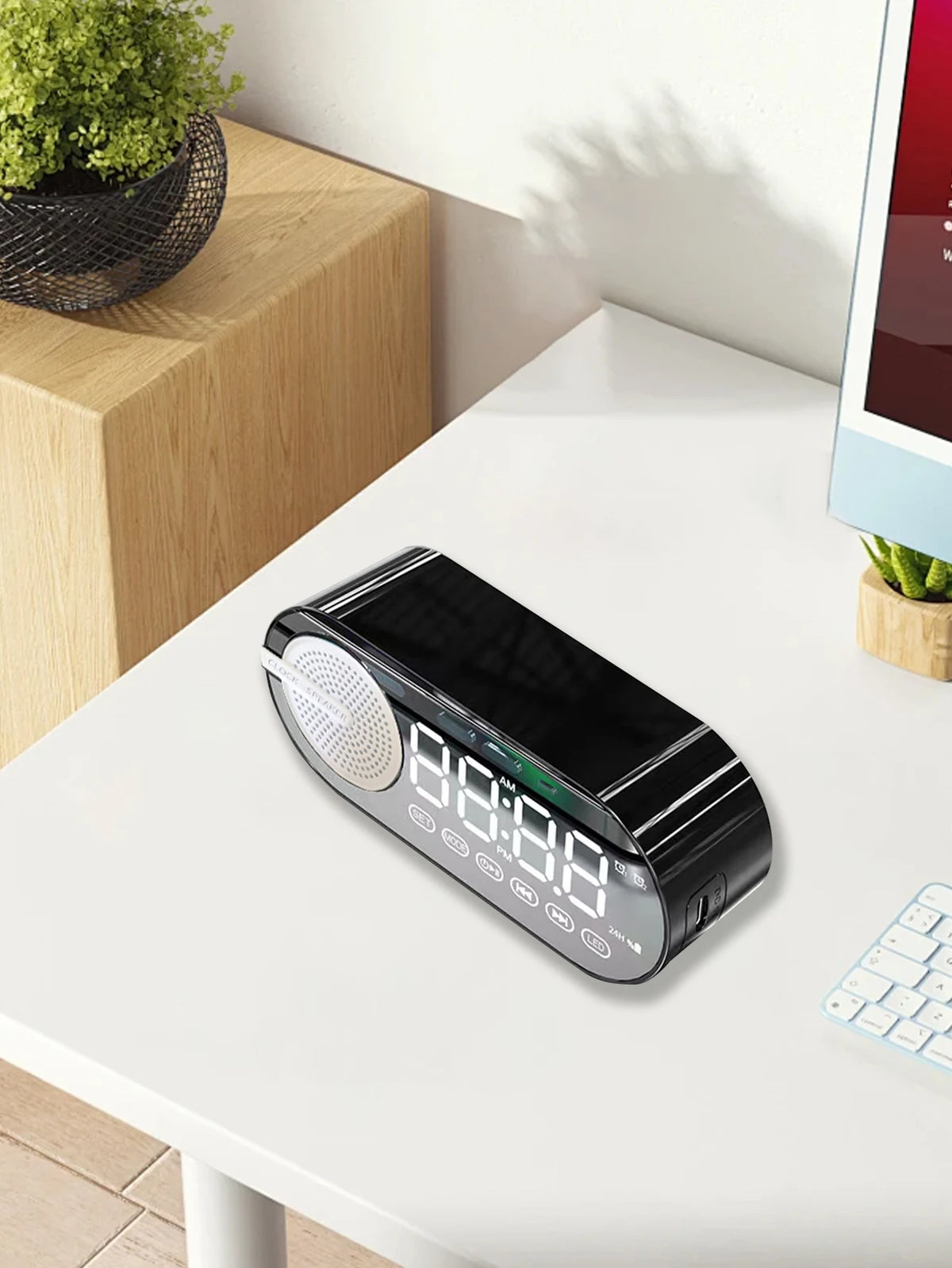 Mini Bluetooth Speaker with Clock & Subwoofer Bass