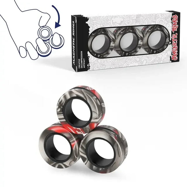 Magnetic Spinner Rings Fidget Toy Set – 3 Pack