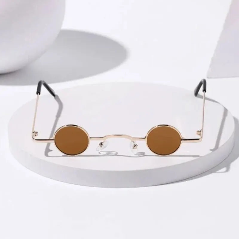 Small Round Metal Frame Punk Rock Sunglasses