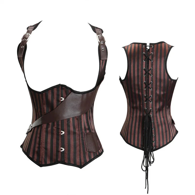 Lace-Up Striped Underbust Corset – Plus Size