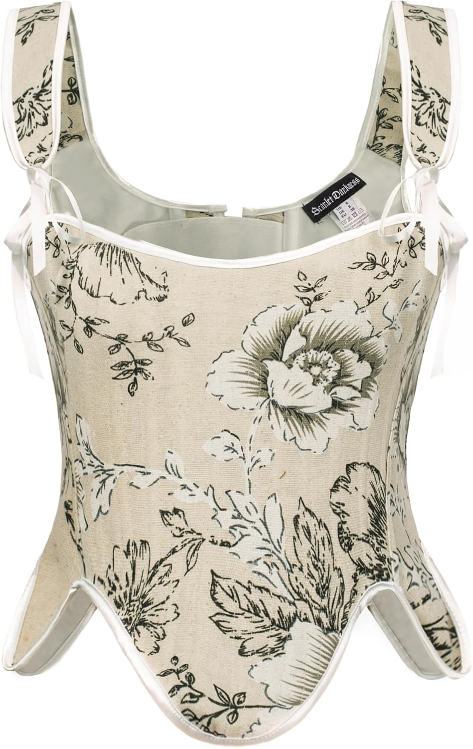 Renaissance Floral Lace-Up Bustier with Zipper