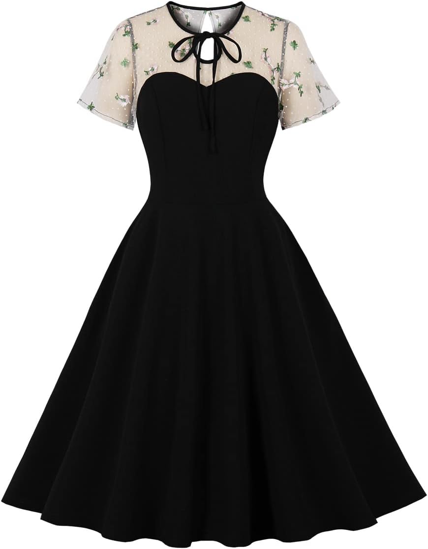Polka Dot Vintage Swing Dress - 1950s Rockabilly Pin-Up Style