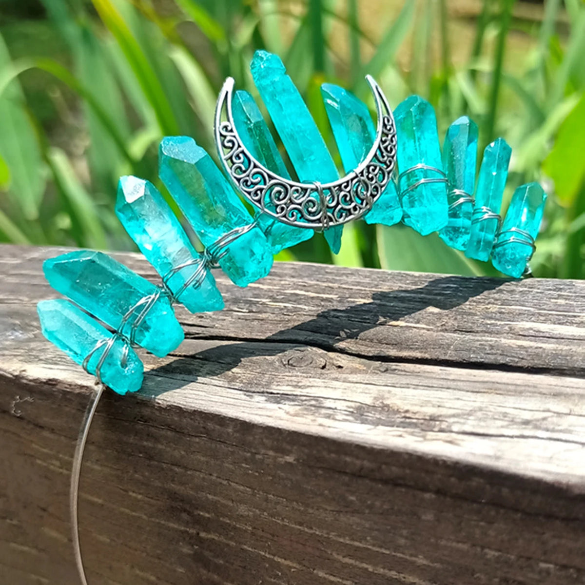 1PC Natural Crystal Quartz Moon Crown Wicca Headband - Spiritual Jewelry
