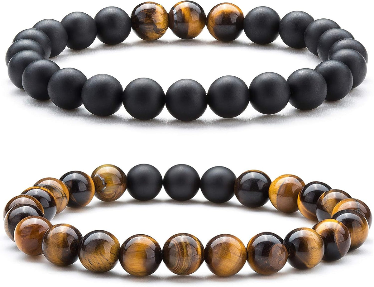 Men Women 8mm Tiger Eye Stone Beads Bracelet
