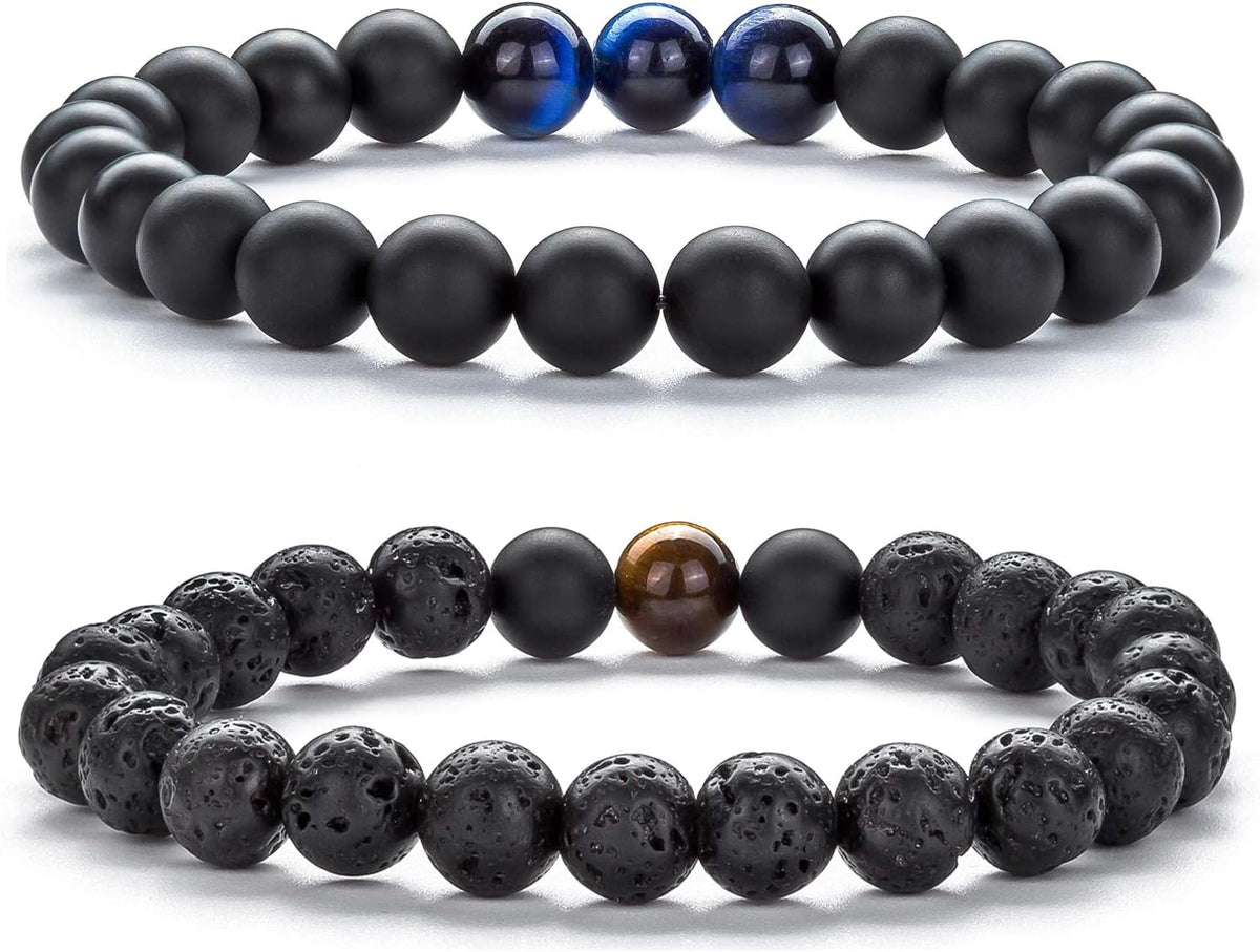 Men Women 8mm Tiger Eye Stone Beads Bracelet