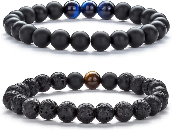 Men Women 8mm Tiger Eye Stone Beads Bracelet